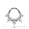 316L SURGICAL STEEL MULTI CZ CONE SPIKE SEPTUM HINGED SEGMENT HOOP RING